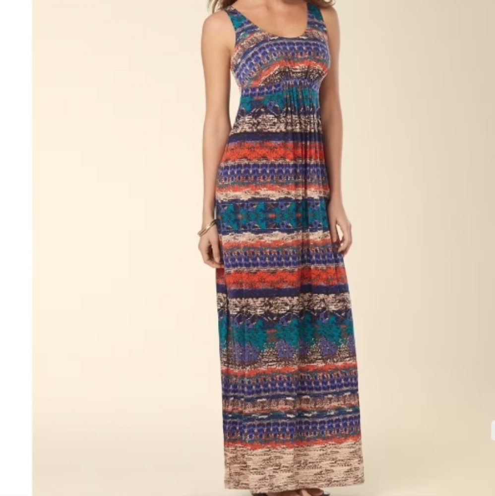 Soma (Size XS) Multicolored Texture Striped Pattern Empire Waist Maxi Dress